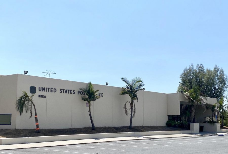 The Birch Street USPS branch. Decisions by USPS leadership have caused the slowing down of mail service, leaving some Brea residents wondering if their votes in this years election will be impacted. 