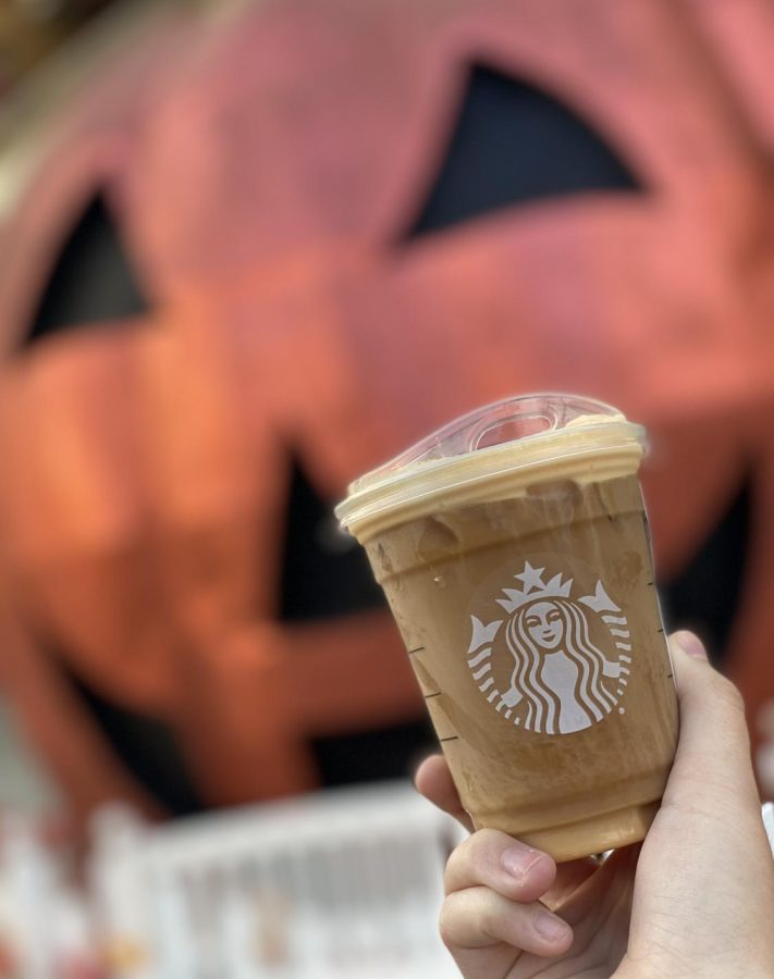 A BOHS Fall favorite: a tall pumpkin cream cold brew from Starbucks.