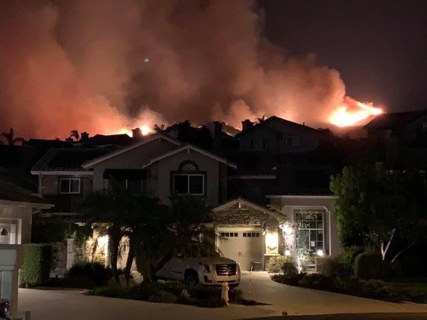 Math teacher Jennifer Colliers parent’s house at the edge of the Silverado Fire in Irvine. Tens of thousands of Irvine, Brea, and Chino Hills residents were evacuated due to the fast-moving dual fires -- Blue Ridge and Silverado.