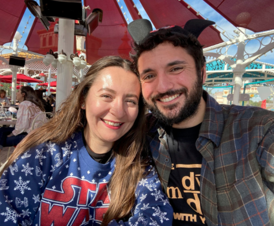 Paul Ayers and his fiancé, Stephanie Vidal, at Disney California Adventure, celebrating Star Wars day on May 4, 2019. Ayers joins the BOHS science department after spending four years in the Montclair Unified School District.  