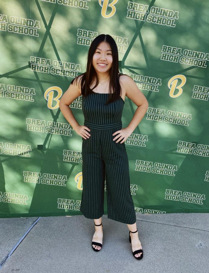 Allison Fong, senior, at the Letter Scholars drive-thru Awards this past Fall. On Feb. 22, Fong was named a Student Athlete of Character by the Orange County Athletic Directors Association.