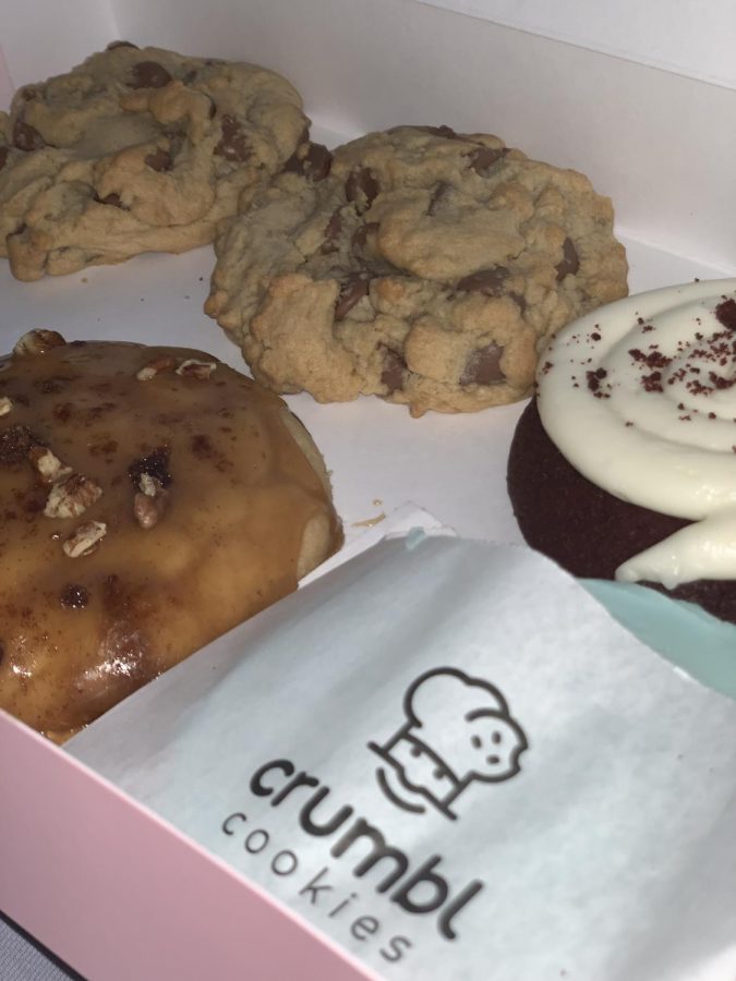 A 6-pack box of warm cookies is a popular menu item from the new Crumbl Cookies location in Brea.