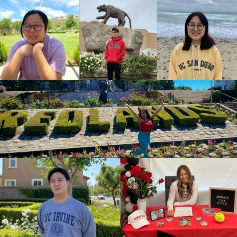(clockwise from top right) Seniors Lydia Park, Fatima Vazquez, Kami Klapp, Jeongrok Bae, Sophia Lim, and Joshua Yoon come to the end of their high school journeys, but look forward to fresh starts at colleges and universities throughout the West. 