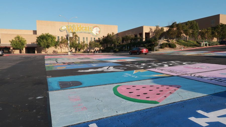Seniors return to school on Aug. 15 to the parking spots they painted during the summer. 76 seniors painted a personalized parking spot.