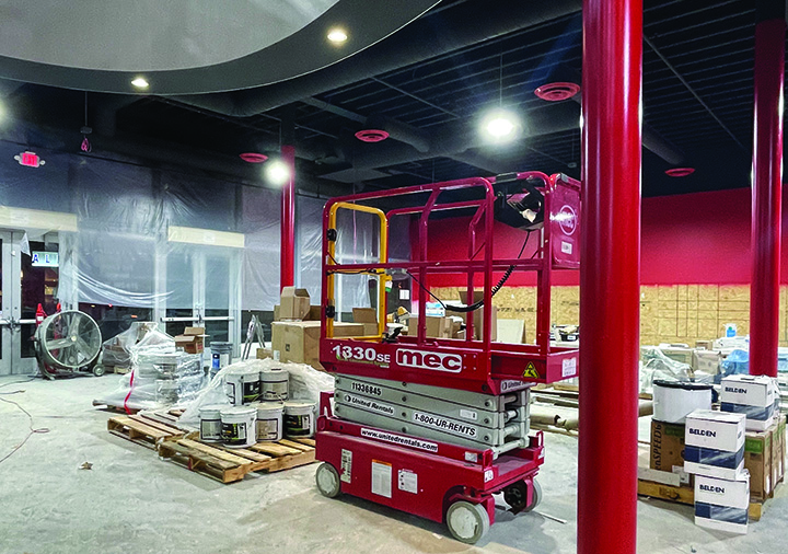 The interior of the UFC Gym during construction in August. 