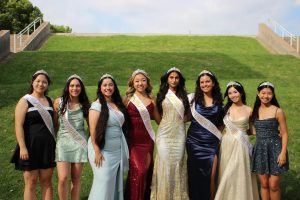 The 2023-24 Homecoming Court, from left to right: Siwon Bae, sophomore; Brianna Casiple, junior; Monique Diaz, senior; Kristin Kim, senior; Roma Patel, senior; Jocelyn Islas, senior; Adeline Dang, senior; Hannah Moon, freshman. This years Homecoming Queen will be crowned at halftime of Fridays varsity football game.