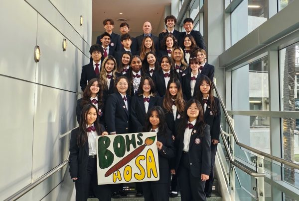 HOSA members at State Leadership Conference (SLC) in Anaheim on April 6. 26 BOHS HOSA students attended the three-day event -- themed Dare to Create -- with three placing in the top three in their respective categories. 