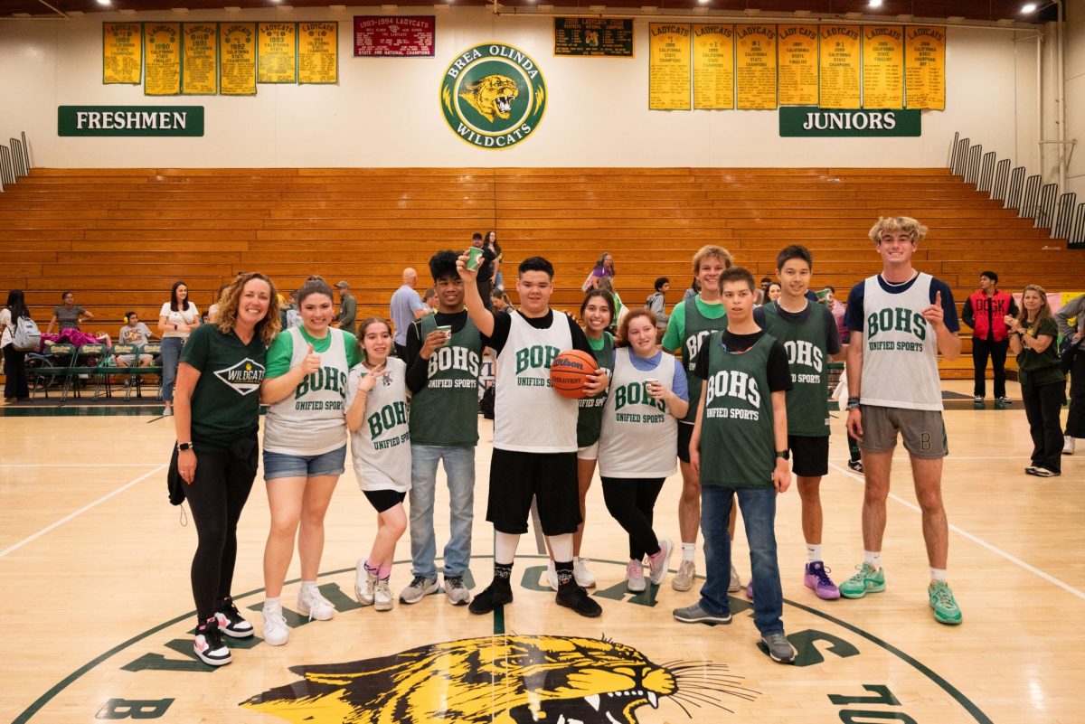 Unified P.E and Link Crew in the Wildcat gym before the start of the Game of the Year on May 8.