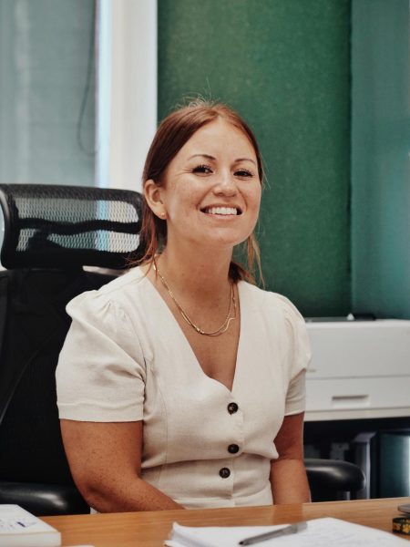 Hillary Herrington. assistant principal, in her office. BOHS's newest leader arrives to BOHS after leadership and teaching stints at LAUSD's Garfield High School and Hollenbeck Middle School.