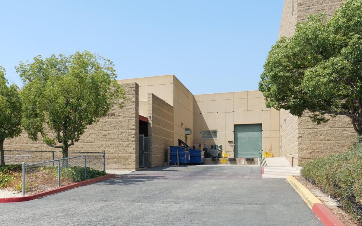 The mechanical and electrical sheds, and loading dock, adjacent to the lower parking lot. 