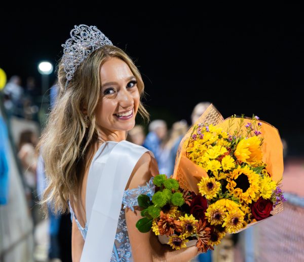 Brielle Denbo ('25) after being crowned Homecoming Queen at the Oct. 4 varsity football game. Denbo, a fourth-generation Wildcat, projects her love for the Brea community through community service and leadership roles. (Courtesy of Kam Veakrakmann)
