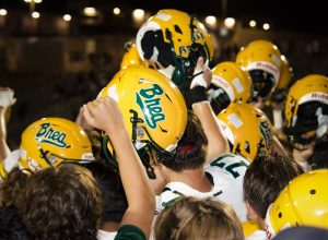 The Wildcats celebrate their 41-18 victory against Diamond Bar on Sept. 6. It was one of five wins leading up to tomorrow night's Homecoming game and Kappa League opener against Westminster High School. 