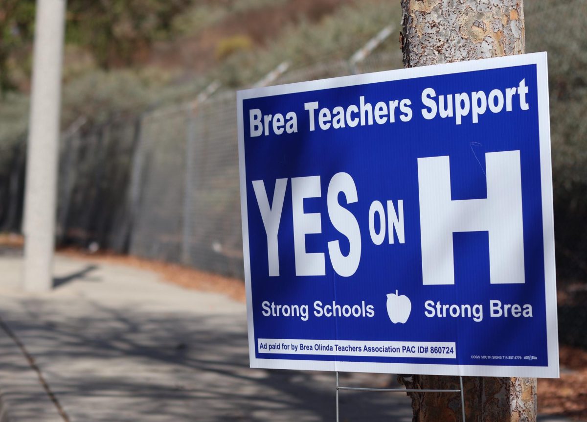 A "Yes on H" sign along Wildcat Way. Measure H is BOUSD's $160 million bond proposal on the Nov. 5 ballot. 