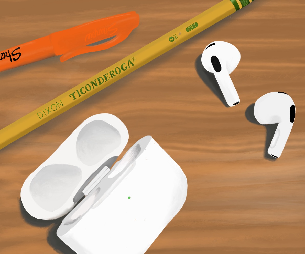 STUDY TOOLS: pencils, highlighters, and for BOHS students who prefer to study to their Spotify playlists, AirPods. 