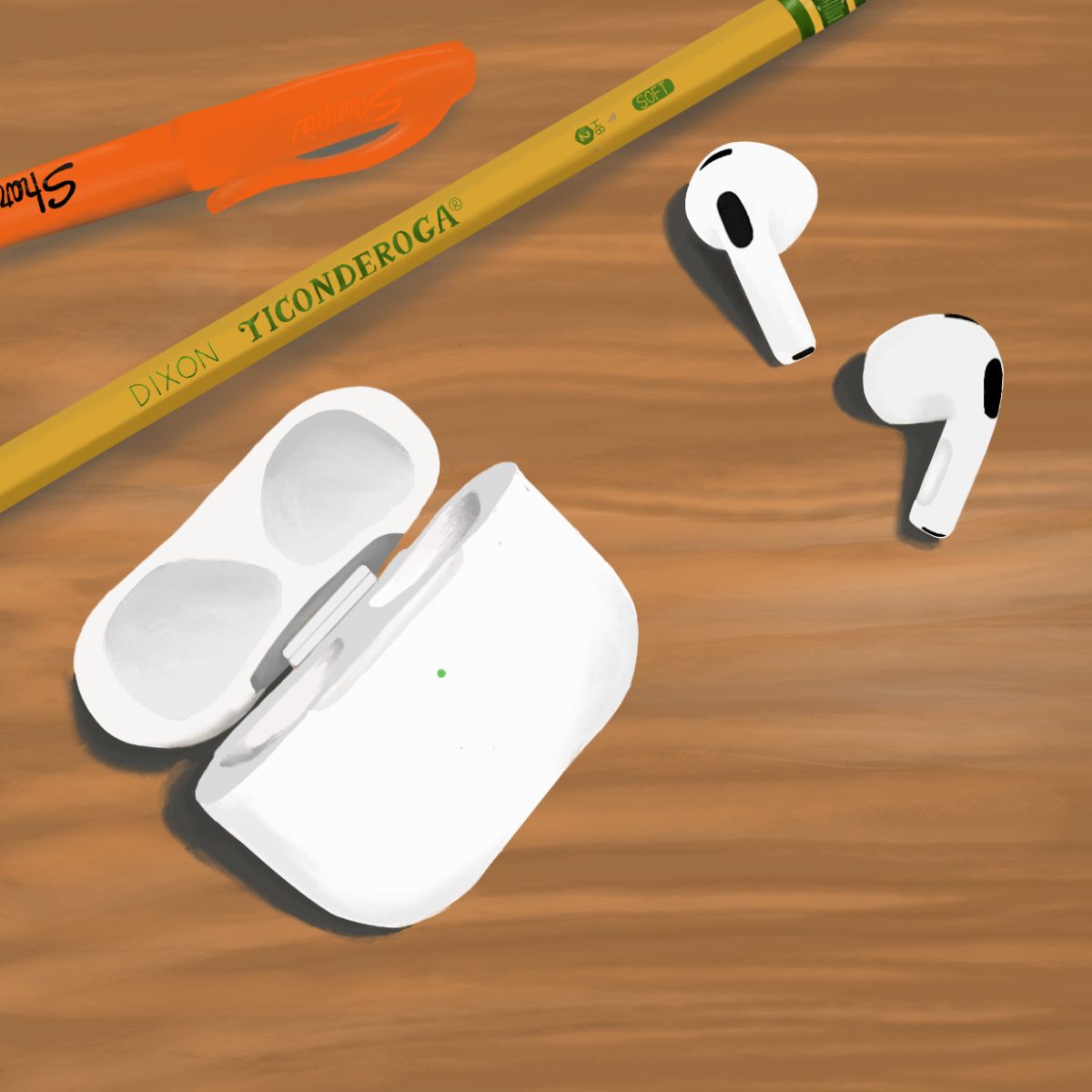 STUDY TOOLS: pencils, highlighters, and for BOHS students who prefer to study to their Spotify playlists, AirPods. 
