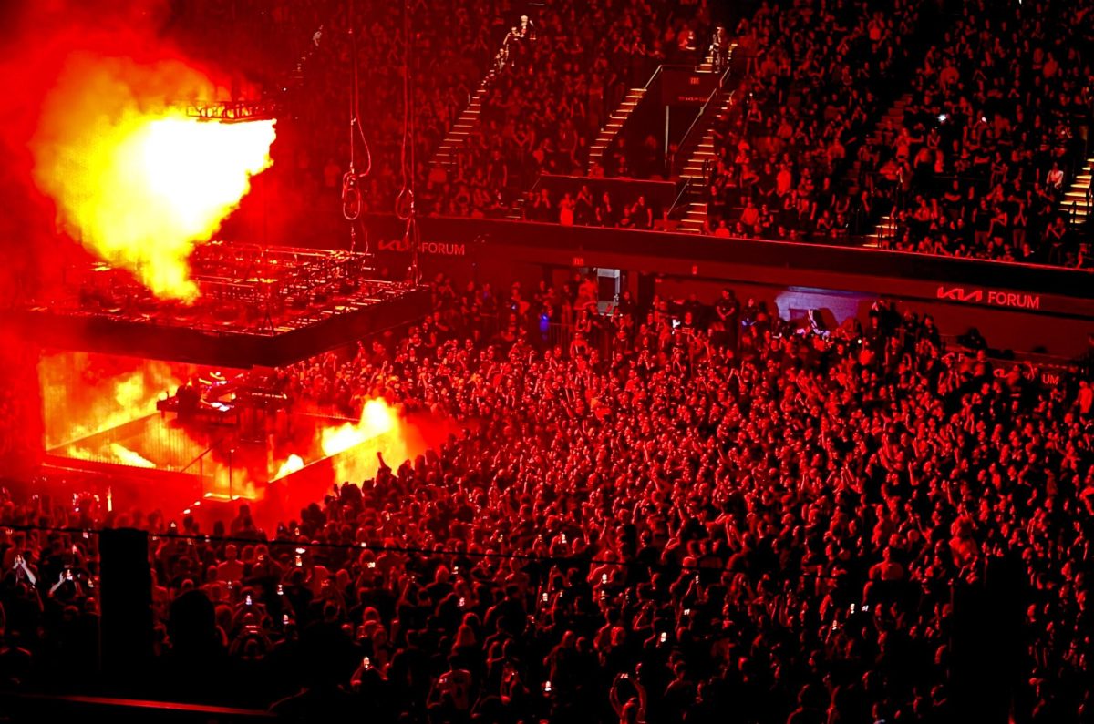 Trent Reznor's Nine Inch Nails performs "As Alive As You Need Me To Be" from the 'TRON: Ares' soundrack during the band's Kia Forum stop on its "Peel It Back" Tour Sept. 18.