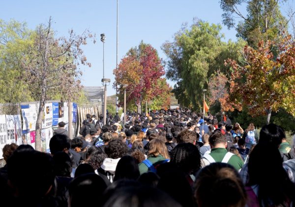 BOHS students return to class from Wildcat Stadium after the Great ShakeOut drill Oct. 16.