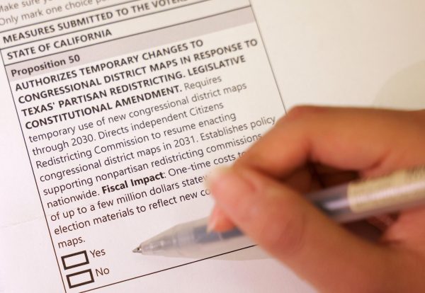 The Nov. 4 special election ballot and its sole voting measure, Proposition 50.
