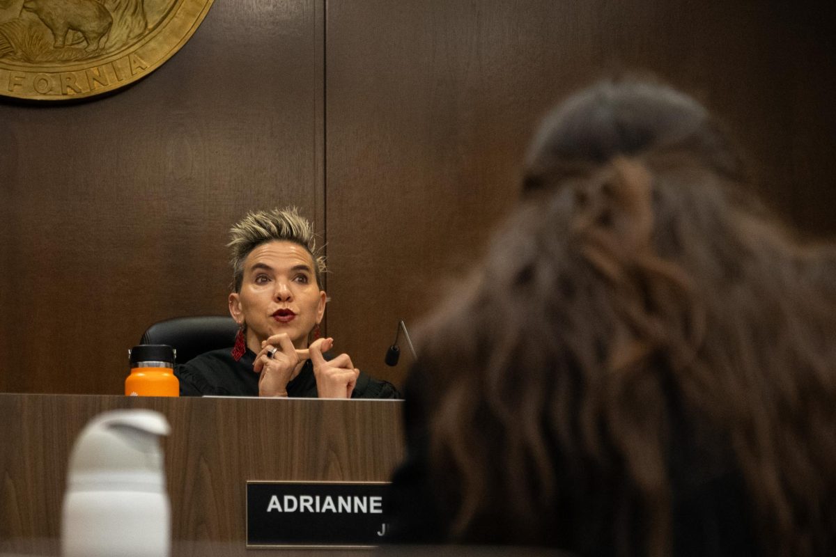 Judge Adrianne Marshack questions Santa Margarita High School's defense pre-trial attorney at the Orange County Central Justice Center, Nov. 20. Before the trial begins, both sides must argue whether a contested piece of evidence found in the investigation -- the defendant’s laptop -- violated the Fourth Amendment. Judges may rule in favor of the defense by making the evidence inadmissible or in favor of the prosecution by allowing it into trial. 