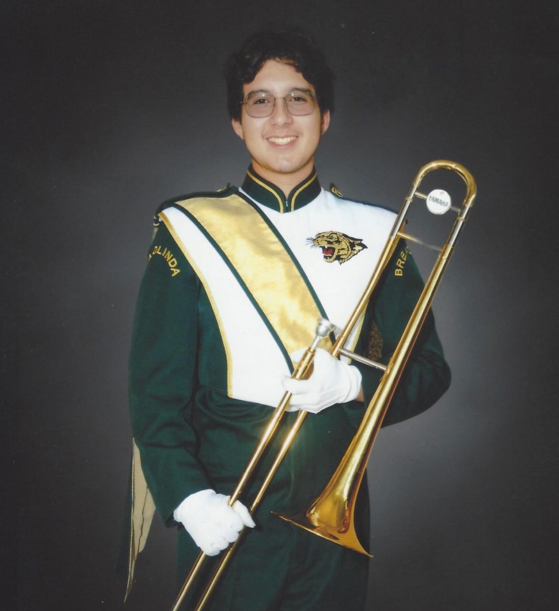 Adrian Sanchez as a member of Brea Olinda Marching Band in a 2024 portrait. (Courtesy of Adrian Sanchez)