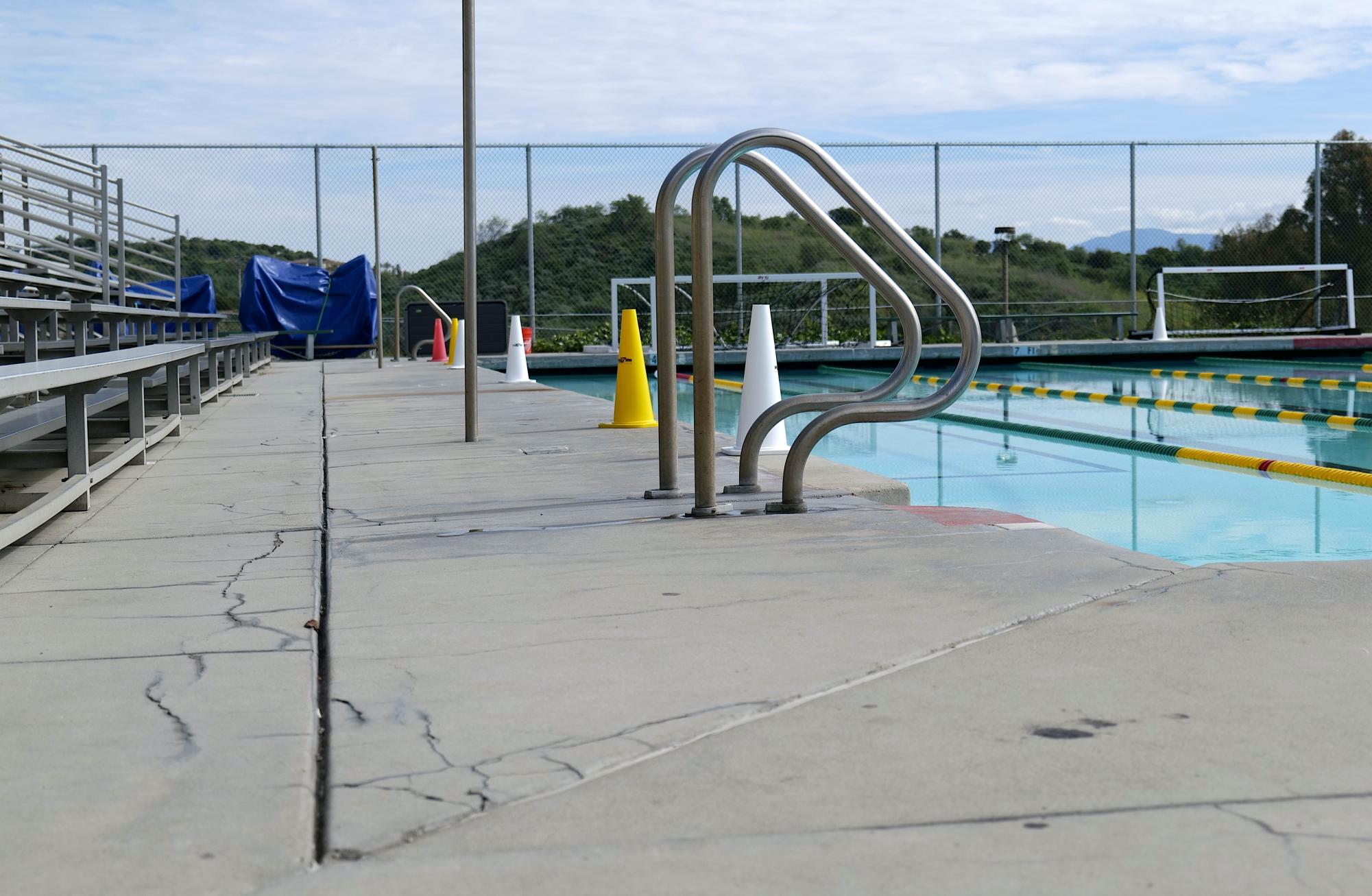 BOHS’s 25-yard pool, built in 1989, has sustained displacement between deck panels and cracked concrete. A new 40-meter pool and repaired pool deck are part of BOUSD's 
planned facilities upgrades for BOHS. 