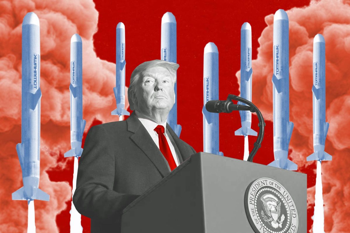 President Donald Trump and his preferred weapon of war -- the Tomahawk missile -- in the U.S.'s ongoing conflict with Iran.