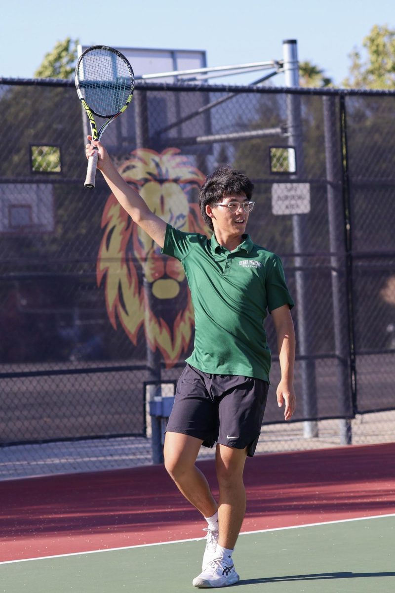 Caleb Yi ('27) celebrates a point victory.