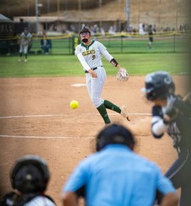 BOHS varsity softball MVP, Gianna Tuso ('26), hurls a pitch towards an opposing batter. Tuso is comitted to play at Division 1 Utah Tech University next year. (Courtesy of Eddie Yerkish)